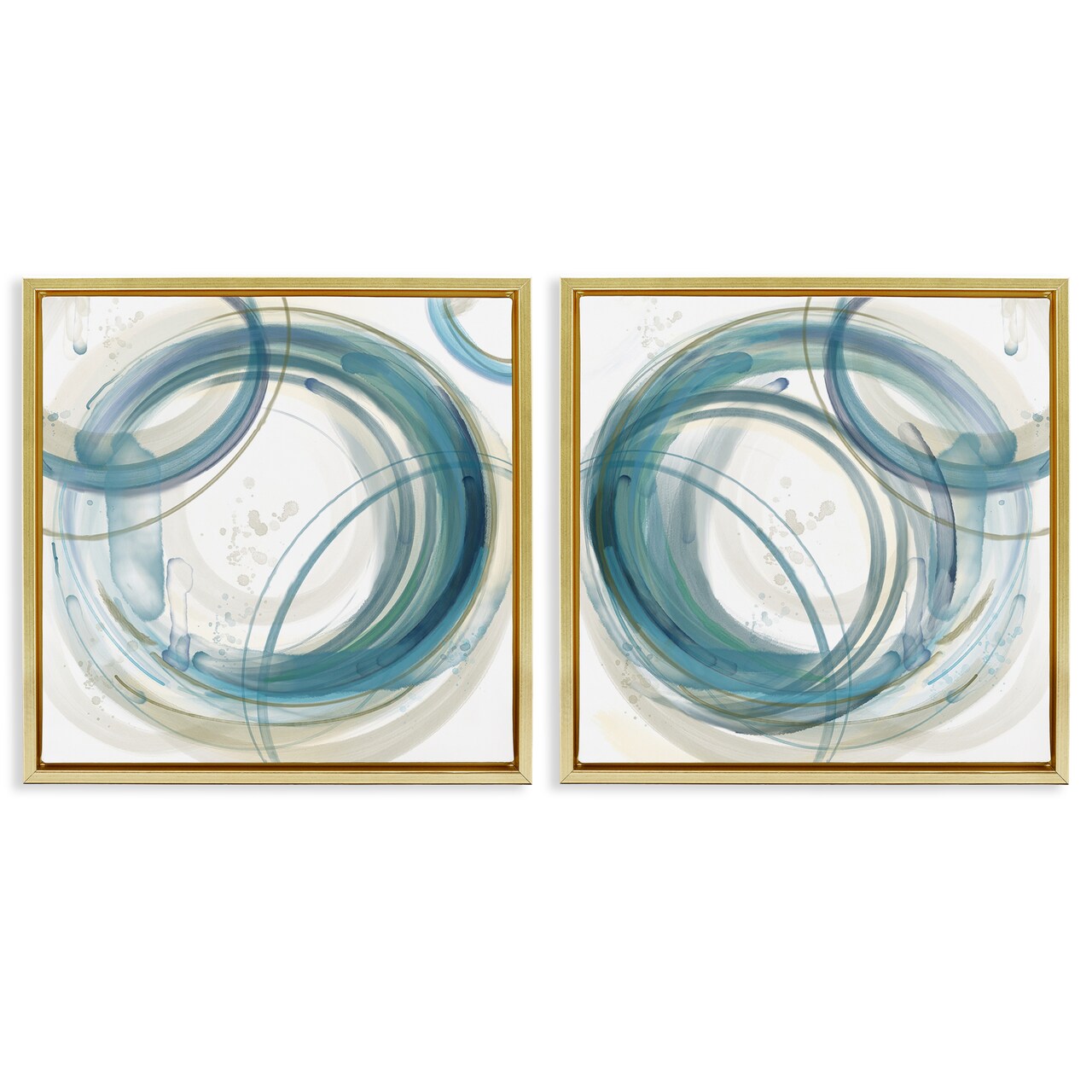 Stupell Industries Teal Circular Rings 2pc Floating Frame Set By Nan